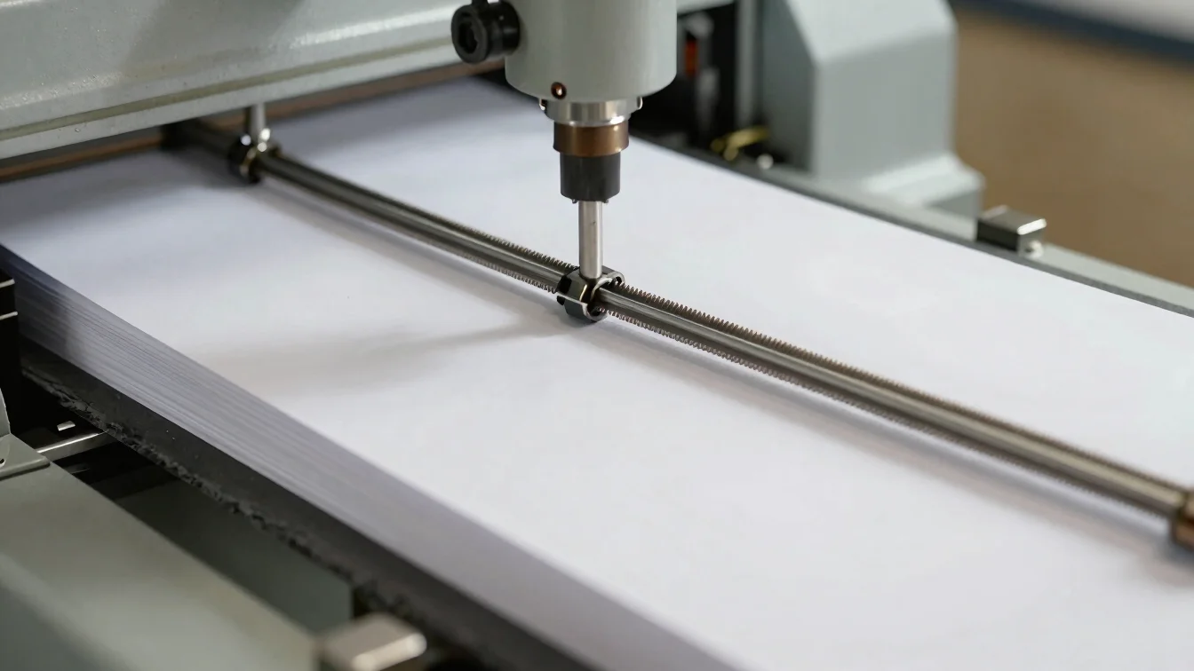 Close-up of a precision spiral binding machine operating on crisp